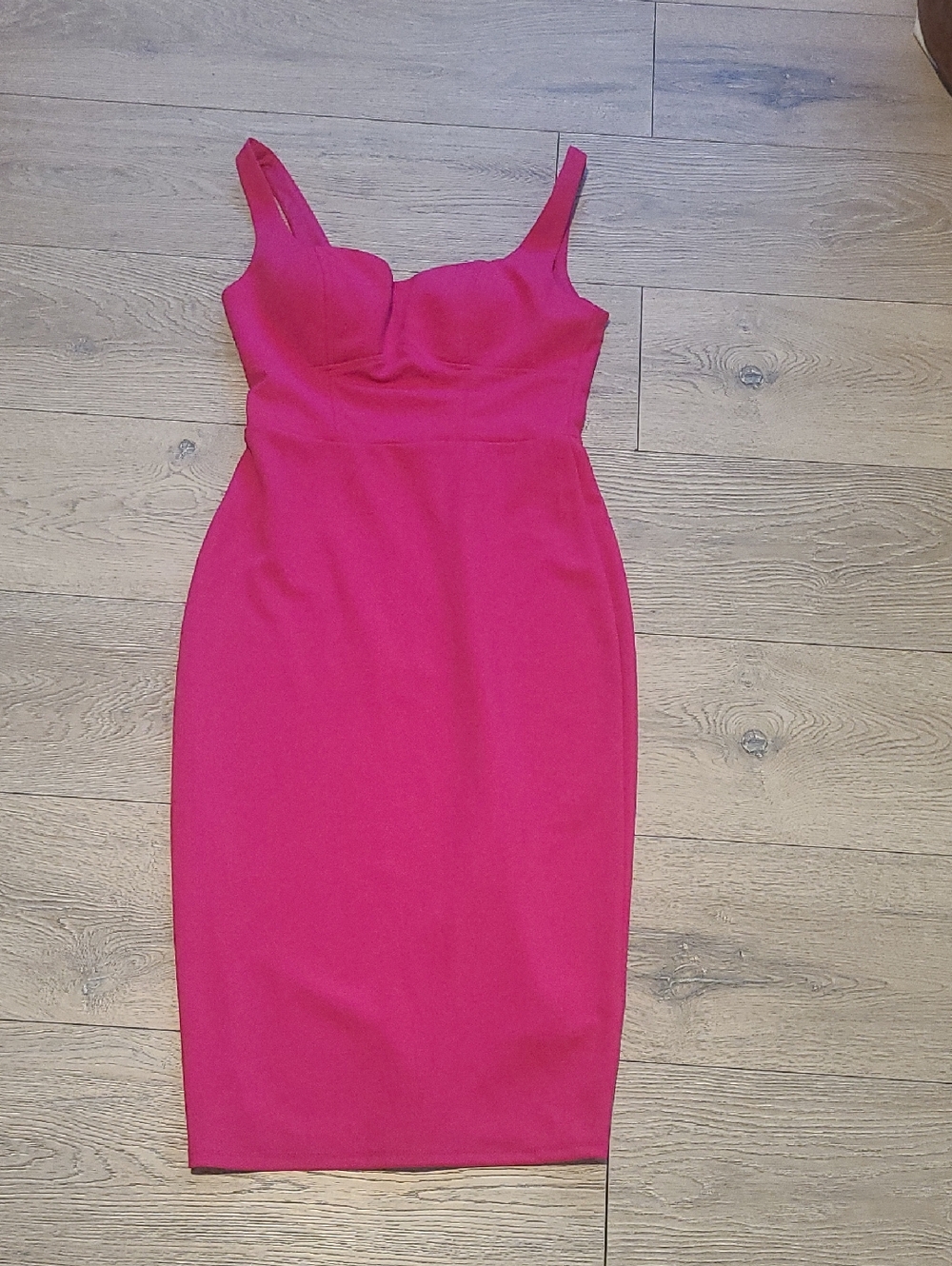 Sleeveless Hot Pink Midi Sheath Dress with Sweetheart Bodice